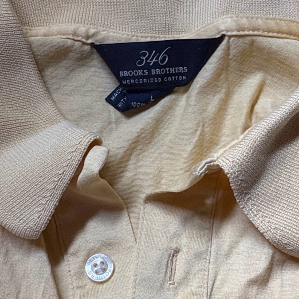 Brooks Light Mustard Cotton Polo with Branded Button